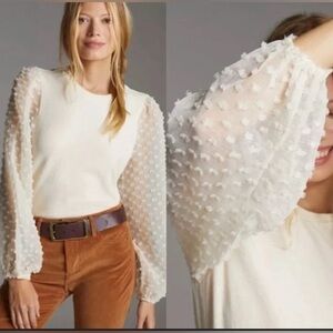 Maeve XS Anthropologie textured sleeve top
